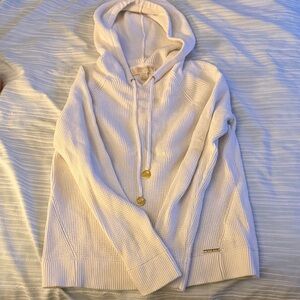 Michael Kors Cream Hooded Sweater with Gold Hardware